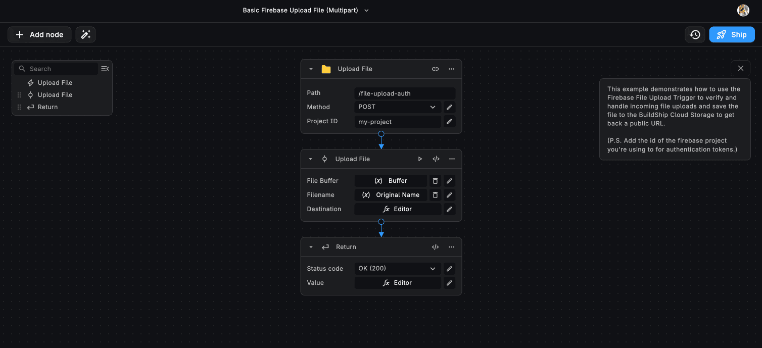 Authenticated Rest API File Upload Trigger